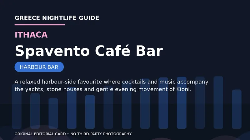Original editorial nightlife card for Spavento Café Bar in Ithaca.