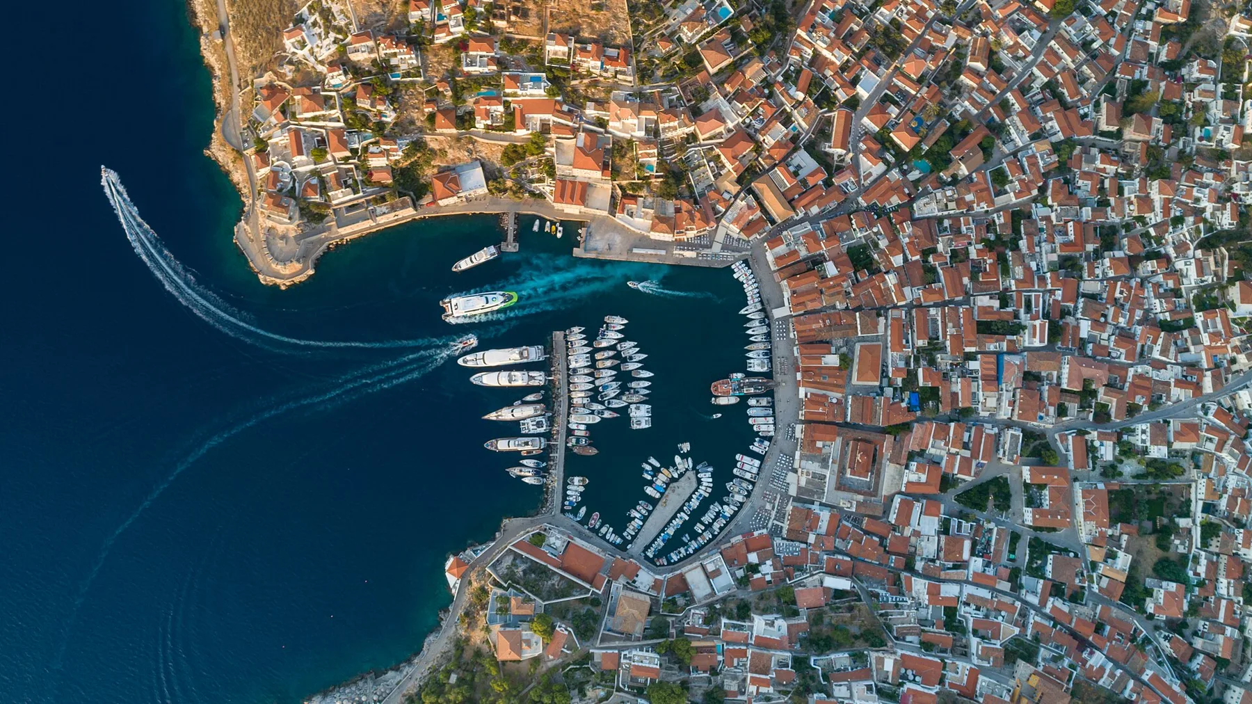 Travel view of Hydra Town, Greece