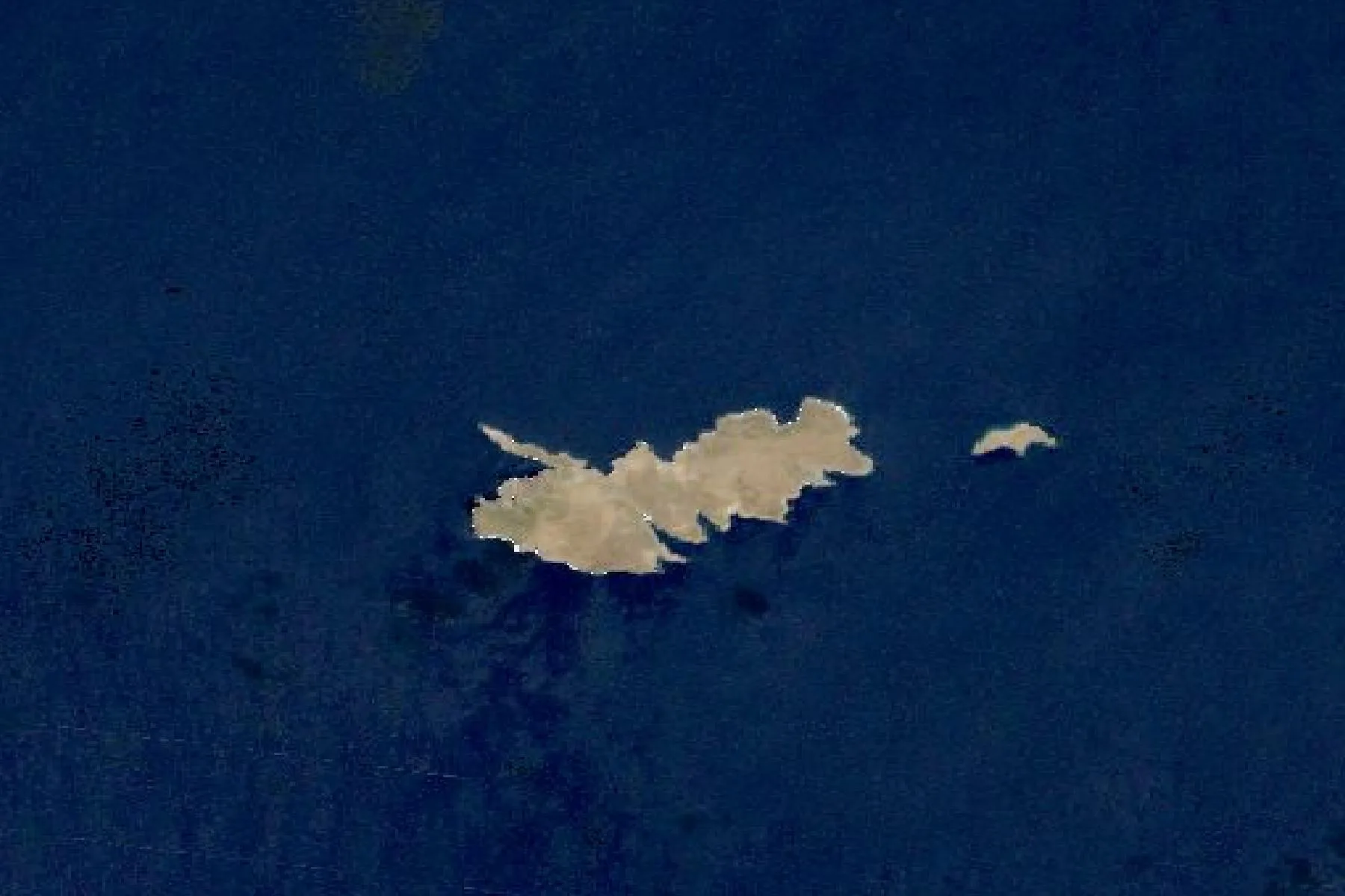 Natural-colour satellite view of Kinaros and its neighbouring islet