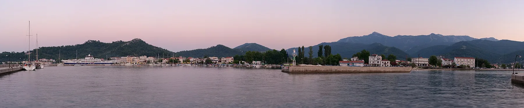 Travel view of Limenas, Thasos, Greece