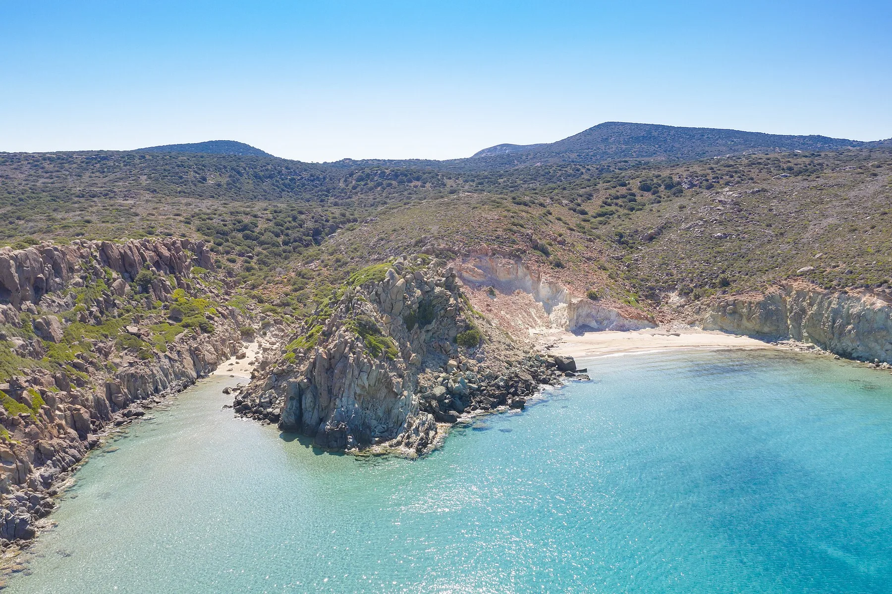 Travel view of Milos, Greece
