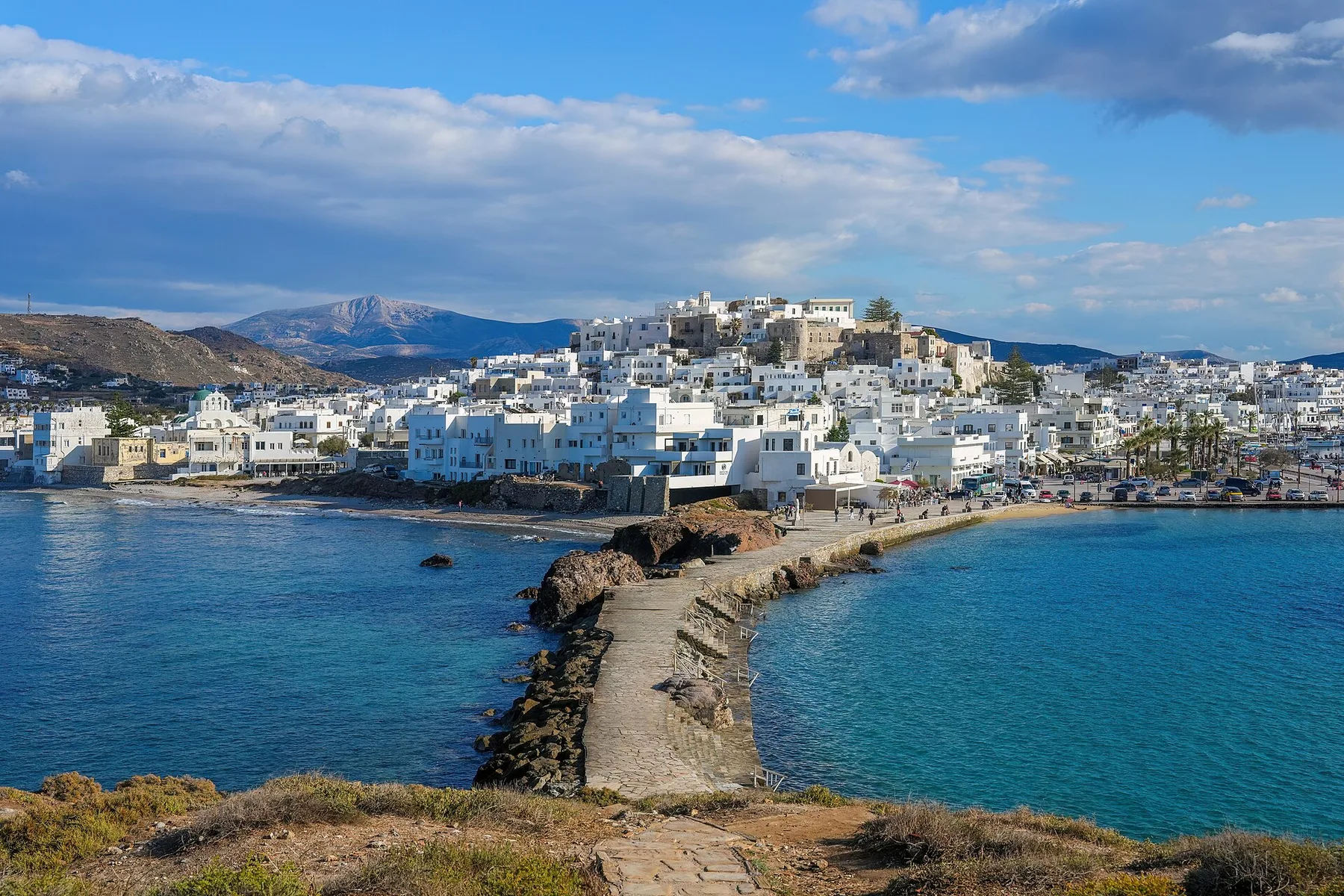 Travel view of Naxos Town, Greece