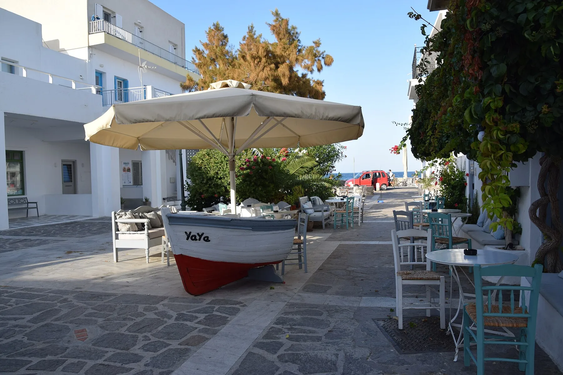 Travel view of Parikia, Greece