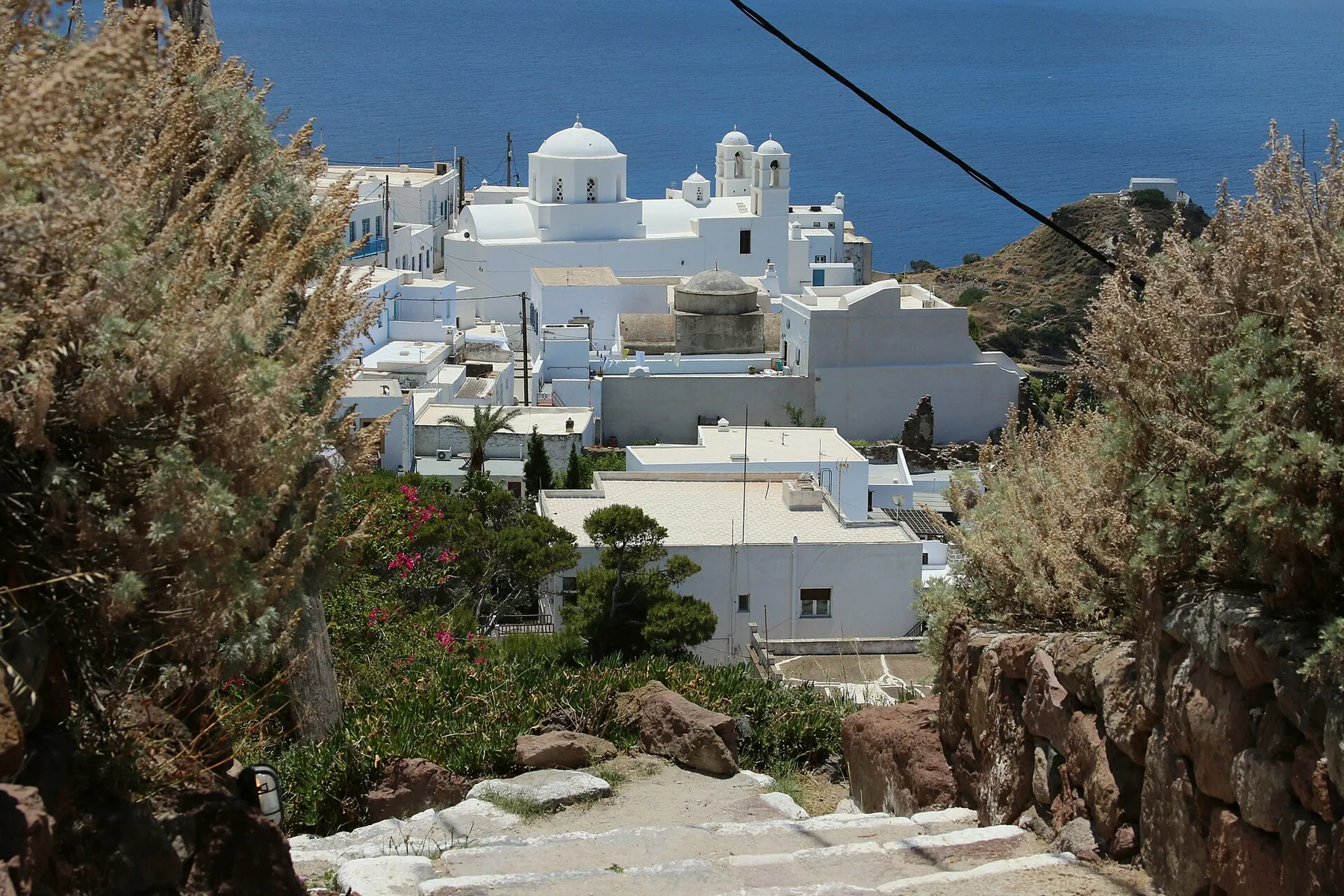 Travel view of Plaka, Milos, Greece