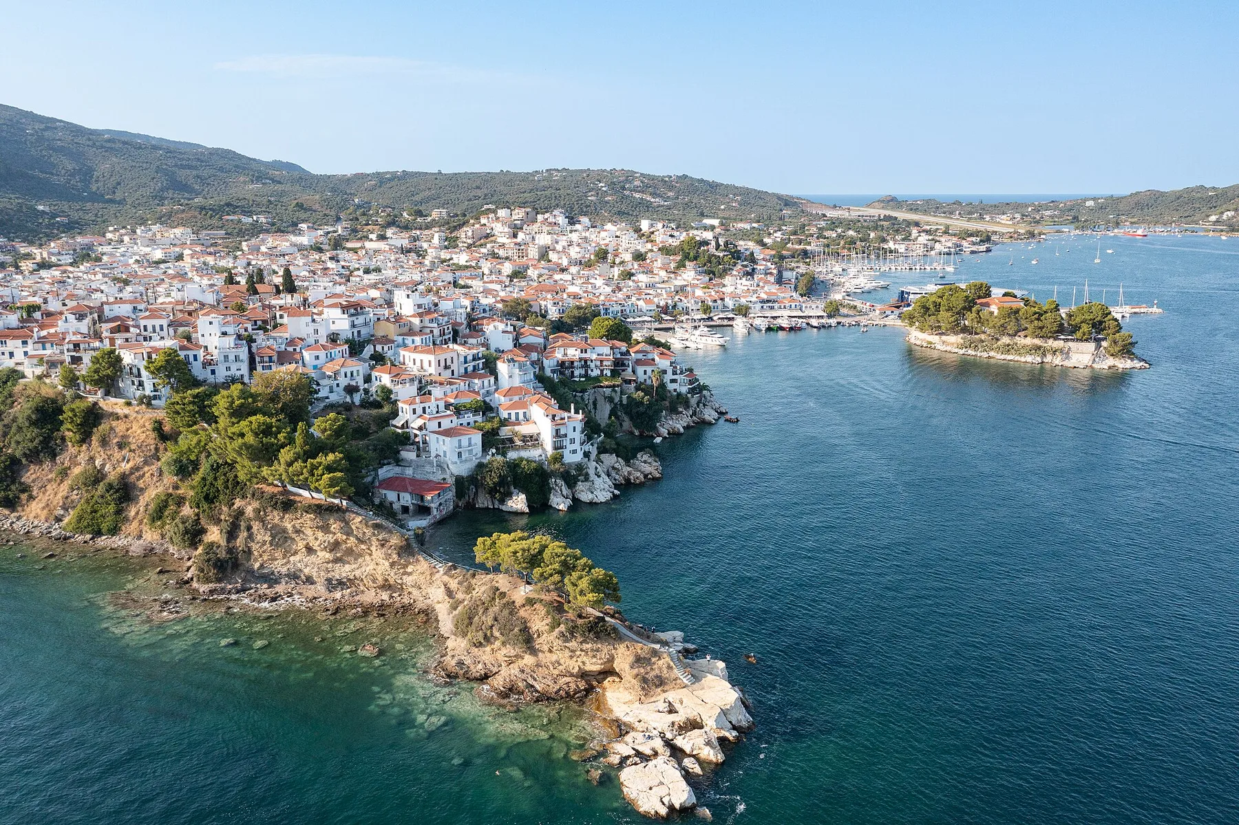 Travel view of Skiathos Town, Greece