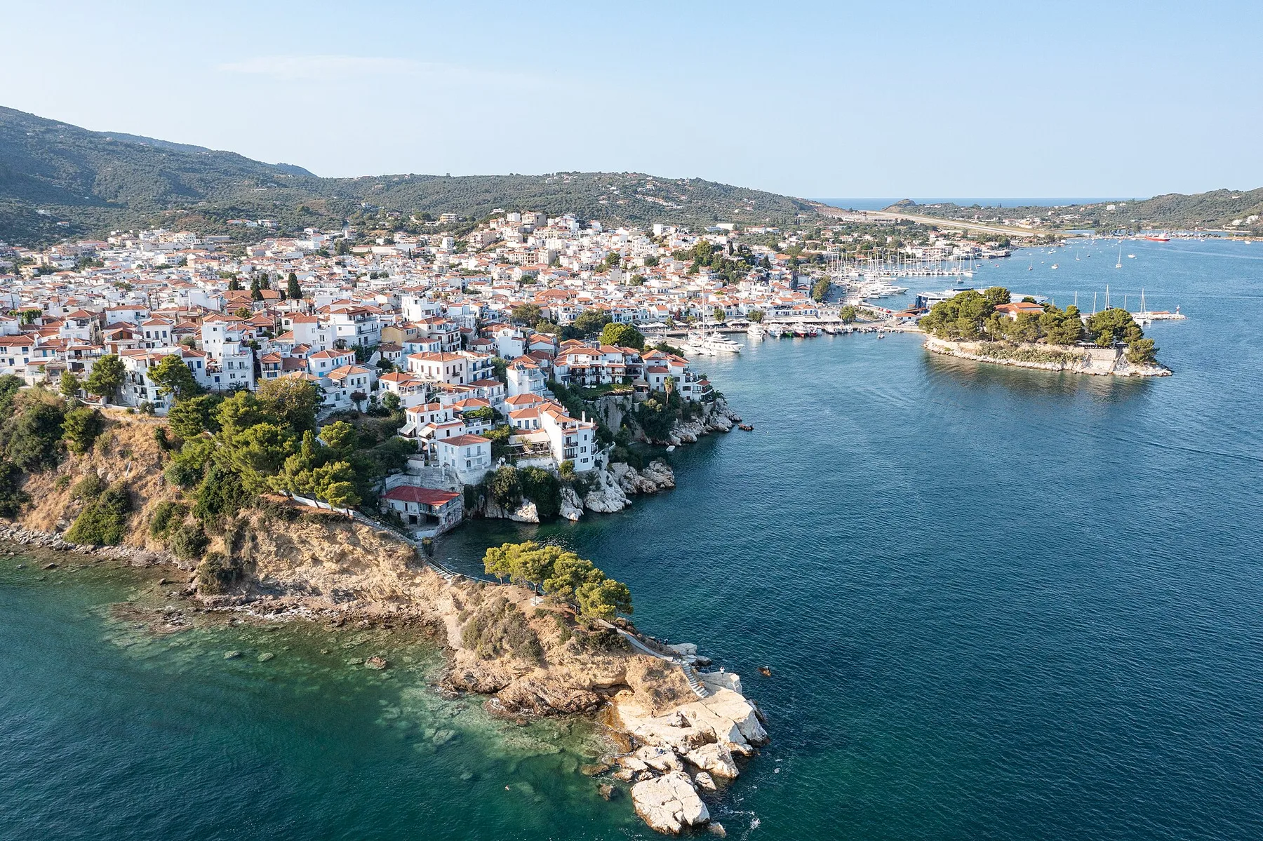 Travel view of Skiathos, Greece
