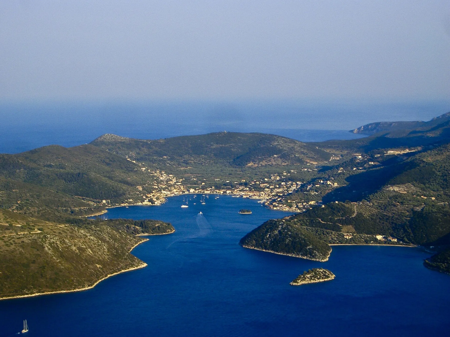 Travel view of Vathy, Ithaca, Greece