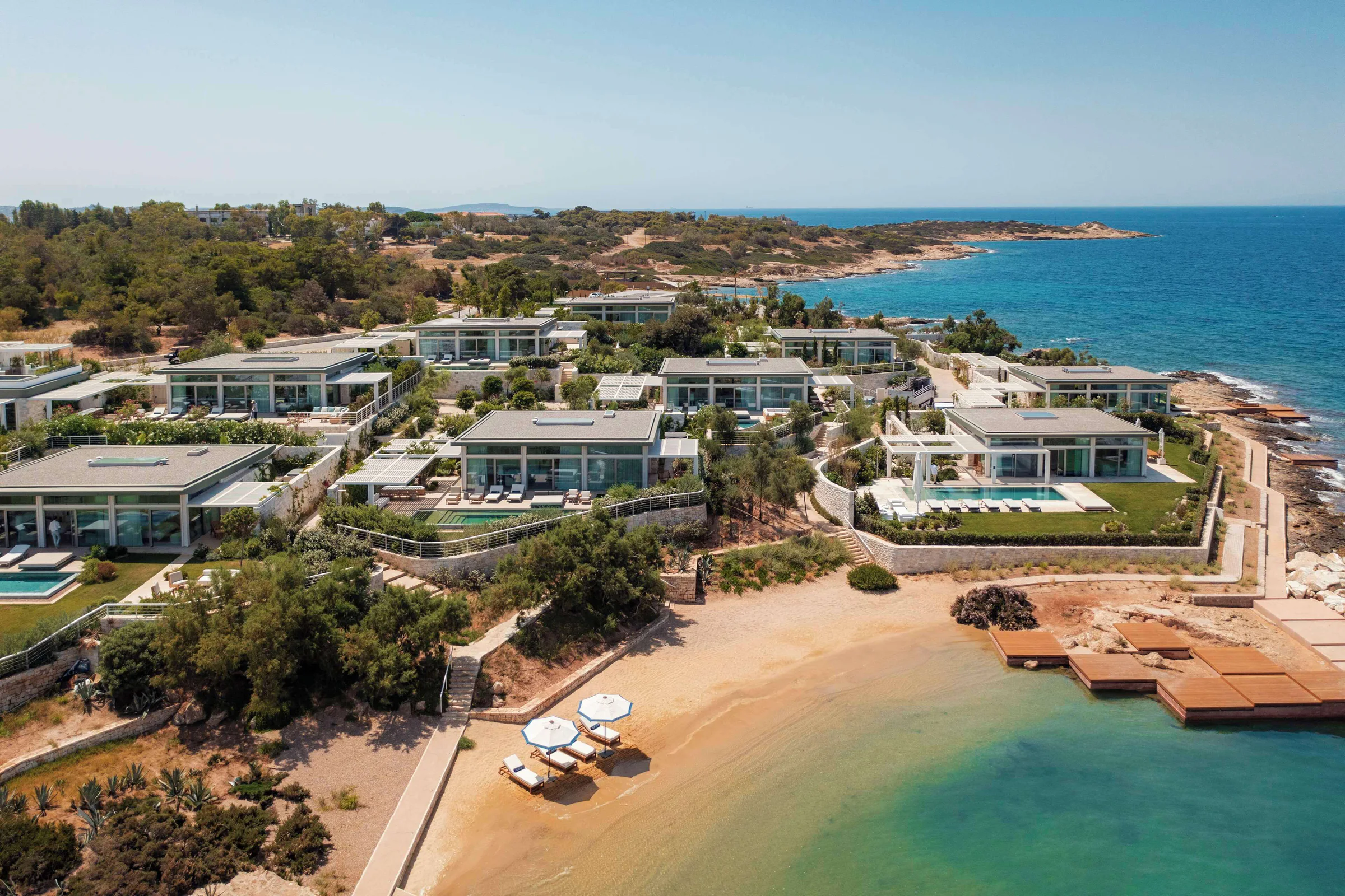One&Only Aesthesis villas lining a private beach on the Athenian Riviera