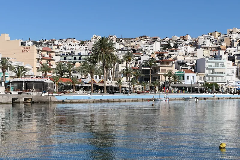 Cretan date palms beside the clear bay at Vai in eastern Crete